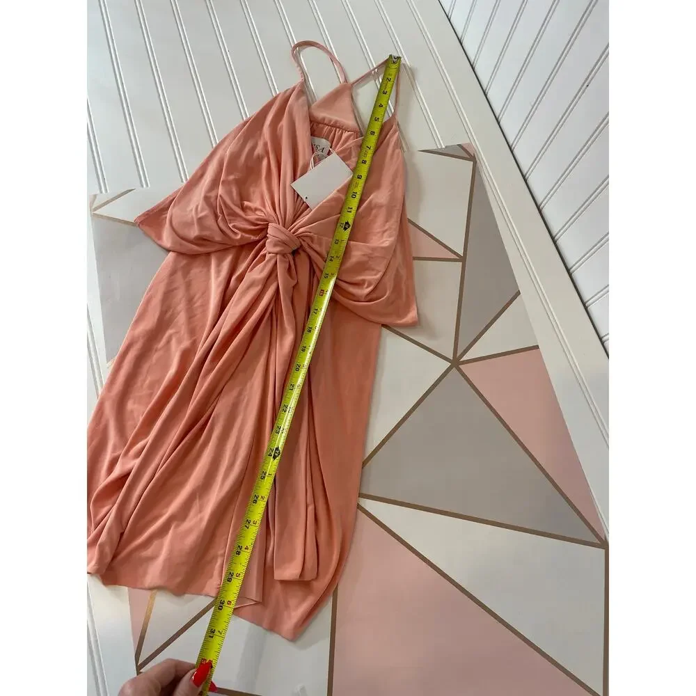 NWT MISA Los Angeles Peach Jersey Knit Sleeveless Cocktail Mini Dress Draped XS